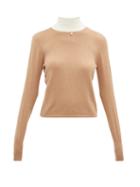 Matchesfashion.com Staud - Urchin Contrasting High Neck Cotton Blend Sweater - Womens - Beige White