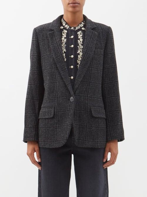 Isabel Marant Toile - Charlyne Check Wool-tweed Jacket - Womens - Dark Grey