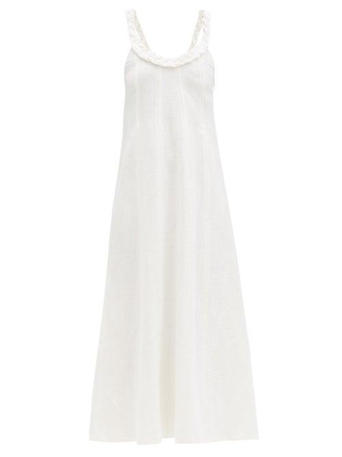 Matchesfashion.com Belize - Tamara Braided Scoop-neck Pilled-ramie Midi Dress - Womens - Ivory