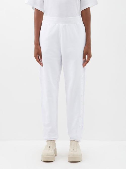 Moncler - Logo-embroidered Cotton-jersey Track Pants - Womens - White