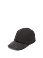 Matchesfashion.com Bottega Veneta - Intrecciato Leather And Cotton Blend Cap - Mens - Black