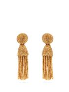 Matchesfashion.com Oscar De La Renta - Bead Embellished Tassel Drop Earrings - Womens - Gold