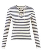 Saint Laurent - Striped Cotton-jersey T-shirt - Womens - Cream