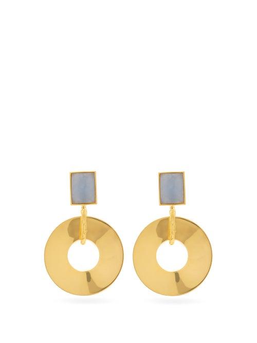 Matchesfashion.com Lizzie Fortunato - Promenade Hour Angelite & Gold-plated Earrings - Womens - Gold