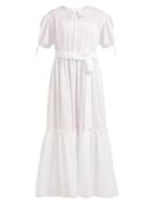 Matchesfashion.com Vika Gazinskaya - Perforated Cotton Poplin Maxi Dress - Womens - White