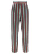 Asceno - London Striped Sandwashed-silk Pyjama Trousers - Womens - Red Stripe