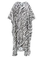Matchesfashion.com Halpern - Zebra-print Crepe Kaftan - Womens - Black White