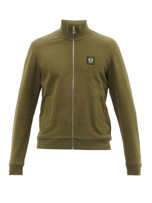 Belstaff - Logo-patch Zipped Cotton-jersey Track Jacket - Mens - Khaki