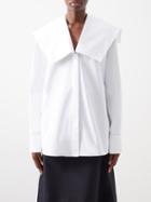 Jil Sander - Sailor-collar Cotton-poplin Shirt - Womens - White