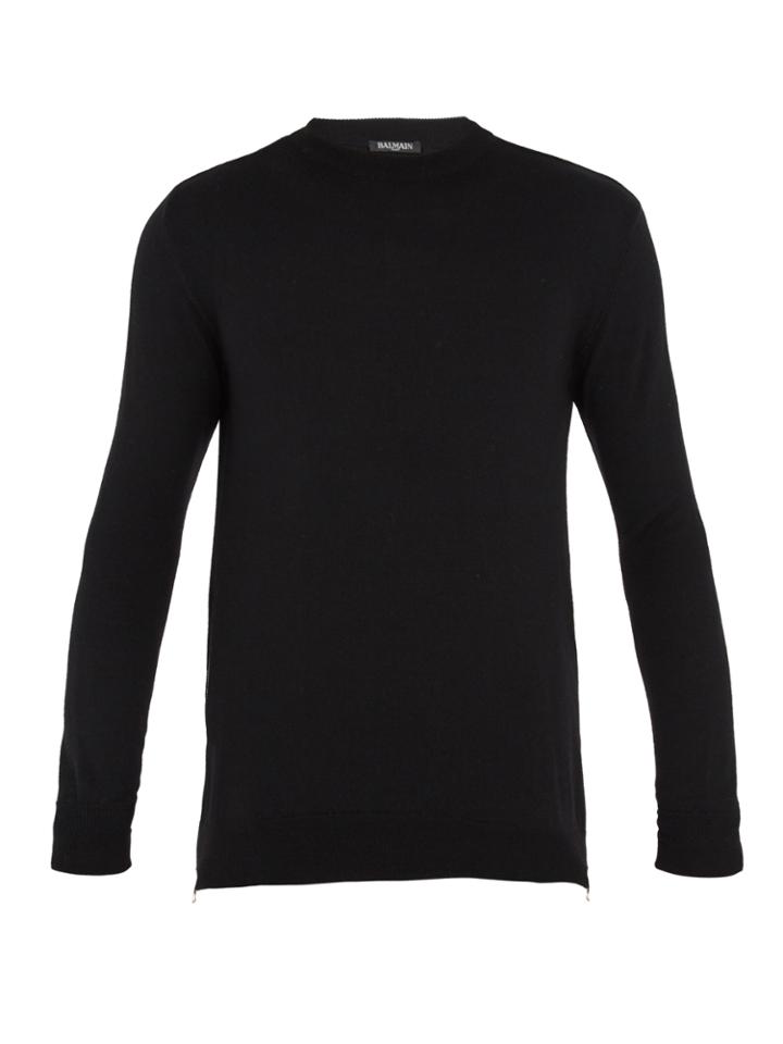 Balmain Zip-fastening Wool-knit Sweater