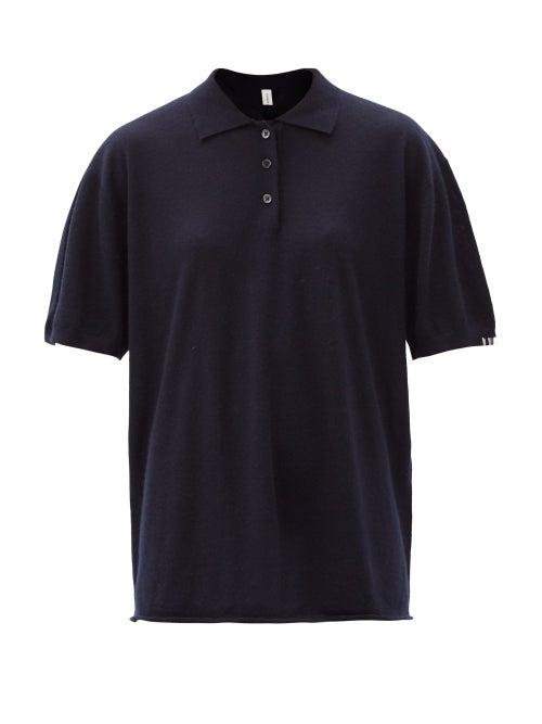 Matchesfashion.com Extreme Cashmere - Tennis Knitted Polo Shirt - Womens - Navy