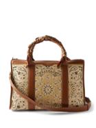 Amiri - Leather-trimmed Bandana-embroidered Raffia Holdall - Mens - Brown