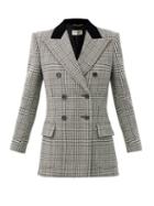Matchesfashion.com Saint Laurent - Prince Of Wales-check Double-breasted Wool Blazer - Womens - Grey White