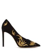 Matchesfashion.com Jimmy Choo - Sophia 100 Embroidered Suede Pumps - Womens - Black Gold