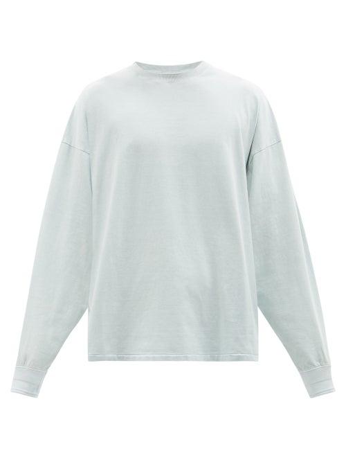 Kuro - Washed Cotton-jersey Long-sleeved T-shirt - Mens - Blue