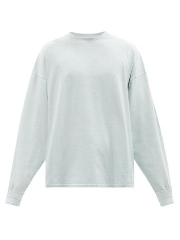 Kuro - Washed Cotton-jersey Long-sleeved T-shirt - Mens - Blue