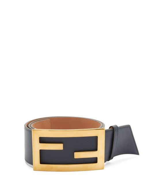 Matchesfashion.com Fendi - Ff-buckle Leather Belt - Womens - Navy