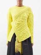 Alexander Mcqueen - Asymmetric Cable-knit Wool Sweater - Womens - Yellow