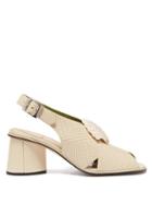 Matchesfashion.com Gucci - Shell Embellished Leather Slingback Sandals - Womens - Cream