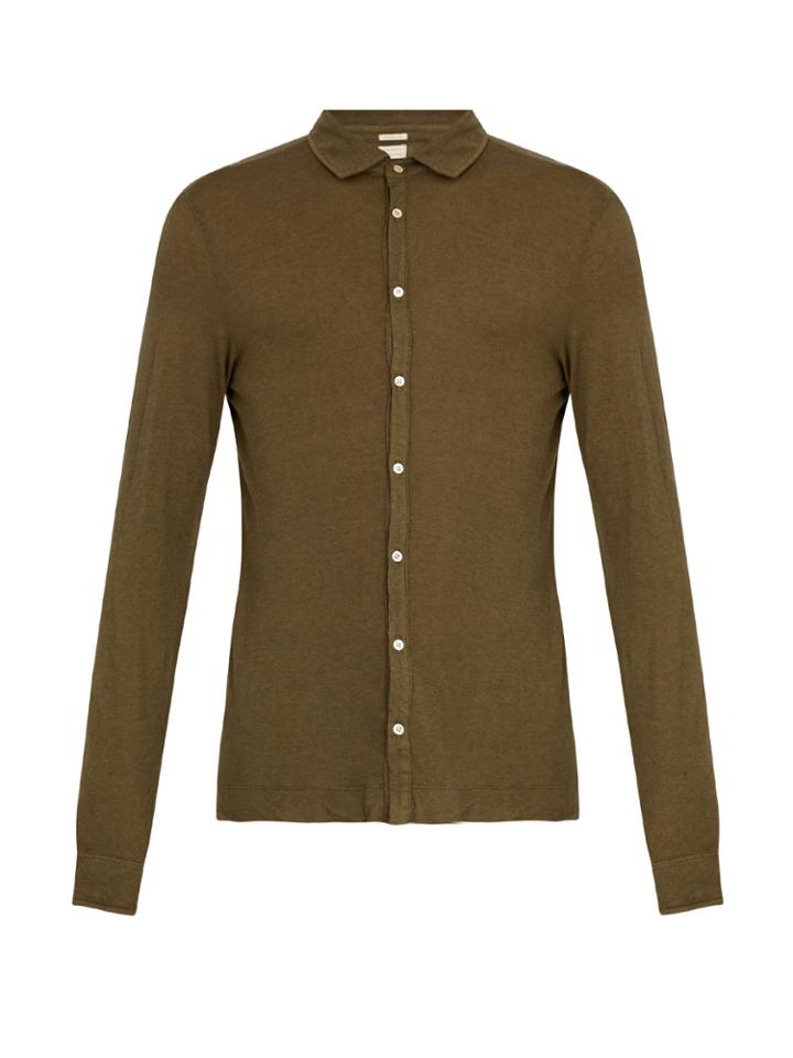 Massimo Alba Spread-collar Cotton And Cashmere-blend Shirt
