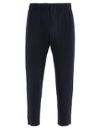 Matchesfashion.com Homme Pliss Issey Miyake - Straight-leg Pleated-jersey Trousers - Mens - Navy