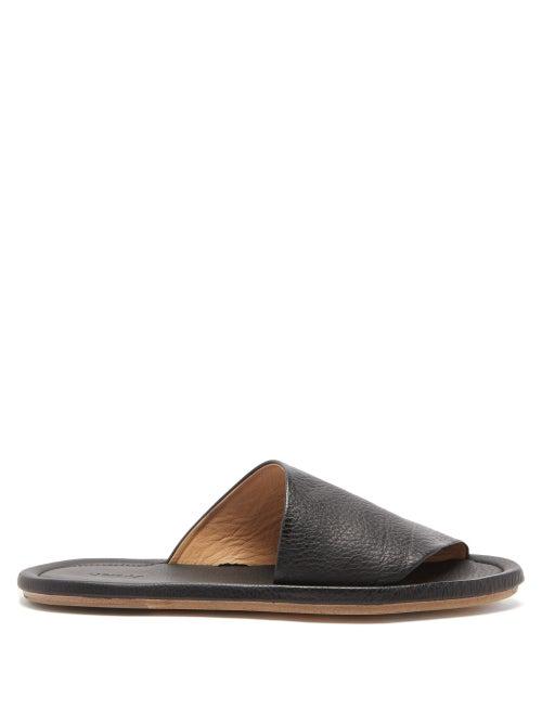 Matchesfashion.com Marsll - Cornice Grained-leather Slides - Mens - Black