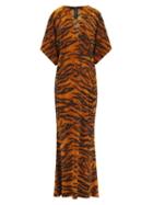 Matchesfashion.com Norma Kamali - Obie V-neck Tiger-print Jersey Dress - Womens - Animal