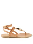Ancient Greek Sandals - Centaur & Nymph Wraparound Leather Flat Sandals - Womens - Natural