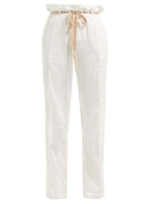 Matchesfashion.com Ann Demeulemeester - Raw Seam Tailored Cotton Trousers - Womens - White