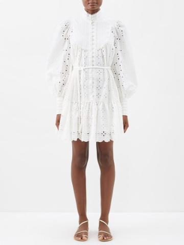 Ale Mais - Evi Broderie-anglaise Cotton Mini Dress - Womens - White