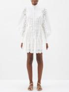 Ale Mais - Evi Broderie-anglaise Cotton Mini Dress - Womens - White