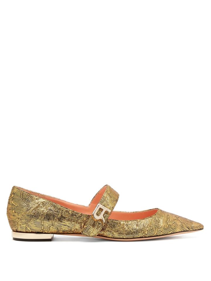 Rochas Mary Jane Brocade Flats