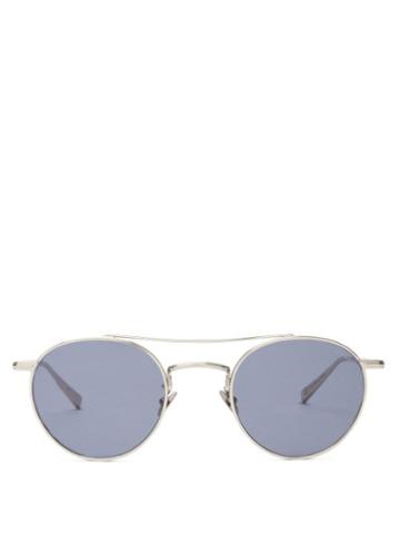 Matchesfashion.com Garrett Leight - Rimowa X Glco Round Metal Sunglasses - Mens - Navy