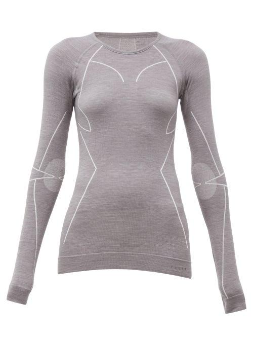 Matchesfashion.com Falke - Long Sleeved Technical Wool Blend T Shirt - Womens - Grey