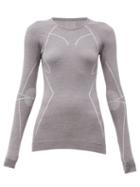 Matchesfashion.com Falke - Long Sleeved Technical Wool Blend T Shirt - Womens - Grey