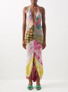 Conner Ives - Patchwork Silk-blend Halterneck Dress - Womens - Multi