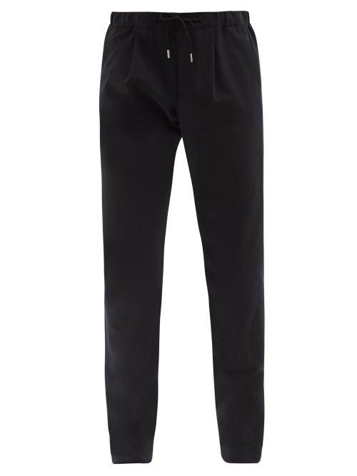 Matchesfashion.com Giorgio Armani - Drawstring-waist Pleated Wool-twill Trousers - Mens - Dark Navy