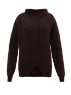 The Row - Dassimo Draped High-neck Ribbed Sweater - Womens - Brown