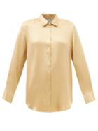 Asceno - London Sandwashed Silk-satin Pyjama Shirt - Womens - Gold