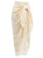 Ladies Accessories Totme - Monogram-print Cotton-voile Sarong - Womens - Beige White