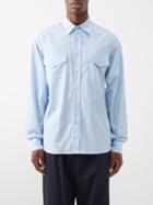 Marni - Flap-pocket Striped Cotton-poplin Shirt - Mens - Light Blue