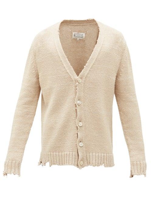 Maison Margiela - Distressed-knit Cardigan - Mens - Beige