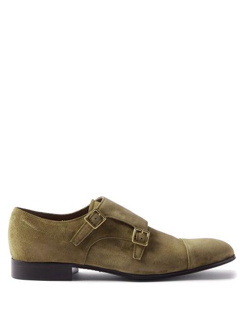 Gianvito Rossi - Monk-strap Suede Shoes - Mens - Khaki