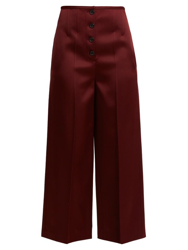 Joseph Brod Wide-leg Satin Cropped Trousers