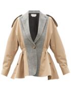 Matchesfashion.com Alexander Mcqueen - Peplum Cotton And Wool-blend Trench Jacket - Womens - Beige
