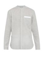 Matchesfashion.com Oliver Spencer - Serafina Checked Cotton And Linen Blend Shirt - Mens - Grey