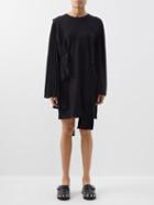 Mm6 Maison Margiela - Pleated Asymmetric Cotton Dress - Womens - Black