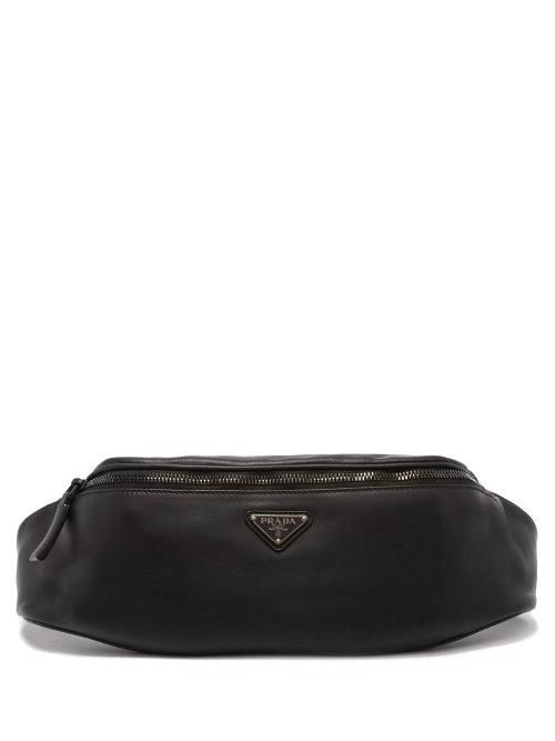 Matchesfashion.com Prada - Logo Plaque Leather Belt Bag - Mens - Black