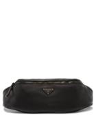 Matchesfashion.com Prada - Logo Plaque Leather Belt Bag - Mens - Black