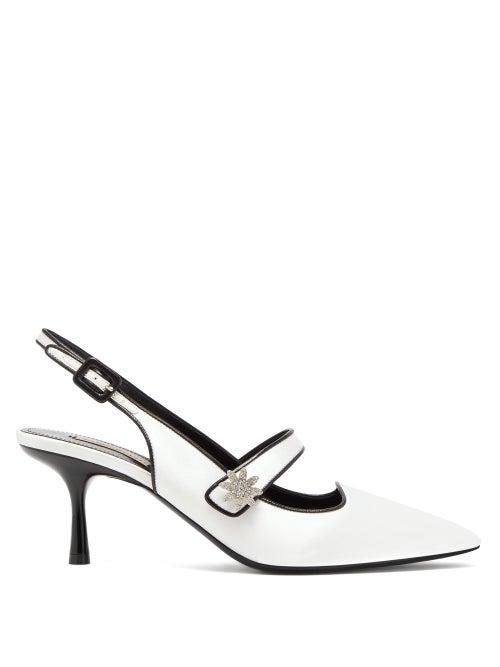 Matchesfashion.com Fabrizio Viti - Davis Crystal-daisy Satin Mary-jane Pumps - Womens - White